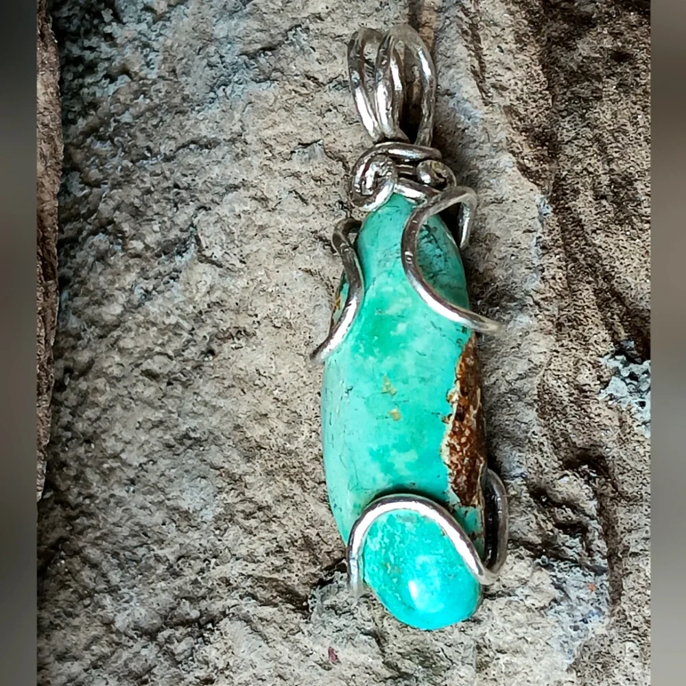 Turquoise Pendant Sterling Silver - Picture 3 of 9